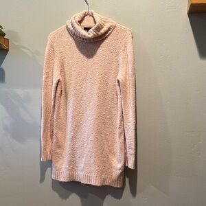 Soft Pink Forever 21 Oversized Long Fuzzy Comfy Turtleneck Sweater Shirt Dress